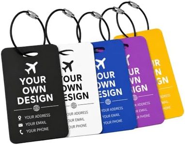 Custom PVC Luggage Tags, 50 Pack Personalized Bag Tags with Logo Printing