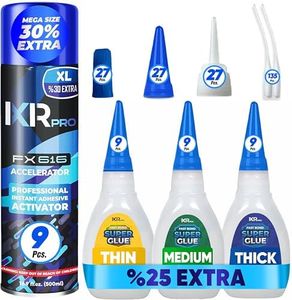 CA Glue with Activator Kit (27x1.75 oz. Thin-Medium-Thick + 27x16.9 fl.oz.) Cyanoacrylate Glue and Activator, Super Glue Accelerator, Super Glue for Wood, Woodworking, Plastic, Guitar, 3D Printing