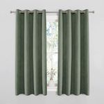 JIVINER Chenille Blackout Curtains for Bedroom, Room Darkening Window Drapes with French Style Stripe Design, Thermal Insulated Grommet Curtains for Living Room (Green, W38 X L54,2 Panels)