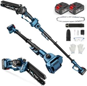 GEVEELIFE 2-in-1 Electric Pole Saw, Cordless Pole Saw & 6 Inch Brushless Mini Chainsaw with 2x 4.0Ah Battery, Pole Saws for Tree Trimming, 15-Foot Reach Extension Pole for Tree Branches Wood Cutting