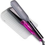 ANGENIL Pro Titanium Flat Iron Hair Straightener 4.5 cm Wide, Dual Voltage Hair Straightener and Curler 2-in-1 with Heat Resistant Silicone Mat, Adjustable Temp 160°C-240°C, 15s Fast Heating