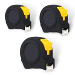 3 pcs Tape Measure, CNYMANY 3m 5m 10m Retractable Tape Measure, Inch/Metric Scale, with Double Stop Buttons and Hook - Black+Yellow