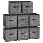 SONGMICS Storage Cubes, 11-Inch Non-Woven Fabric Bins with Double Handles, Set of 8, Closet Organizers for Shelves, Foldable, for Clothes, Ink Black UROB826B01