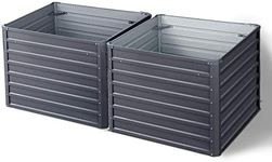 Greenfingers Garden Bed Galvanized Steel Planter Box, Gardening Supplies Plant Containers Patio, 100 x 100 x 77cm Set of 2 Raised Beds Square for Vegetables Flowers Herbs