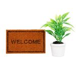 Odoria 1/12 Scale Dolls House Miniature Welcome Mat and Plants Dollhouse Accessories