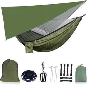 DxZephious Camping Hammock with Rain Fly Tarp and Mosquito Net Portable Single Double Hammock Tent with Tree Strap Backpacking Hammock with Rain Cover for Hiking Travel Yard Activities Green