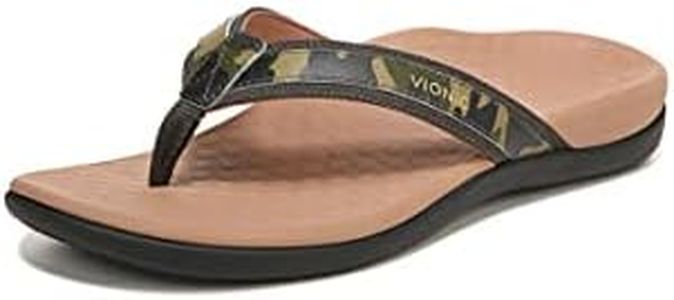 Vionic Women's Tide Classic Comfort Flip Flops- Supportive Everyday Slide Sandals That Includes an Orthotic Insole and Cushioned Outsole for Arch Support, Black Camo Leather 9 Medium