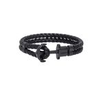 PAUL HEWITT Men Anchor Bracelet PHREP with Leather Bracelet in Black und Anchor in IP Black PH-PH-L-B-B-XL
