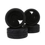 Mxfans 4 Pieces Arrow lines tyres Fits for RC 1/10 On-road Car OD65MM(2.56") ID52MM(2.05") Black