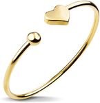 555Jewelry Stainless Steel Womens Cute Love Tiny Heart Open Cuff Bangle Bracelet Hypoallergenic, One Size, Metal