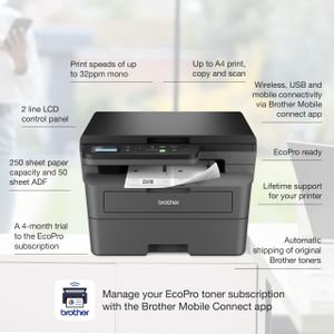 Brother Mono Laser Printer DCP-L2627DWE – Wireless, Duplex Printing