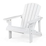 COSTWAY Wooden Kids Adirondack Chair, Garden Chair with with High Backrest, Arm Rest, Outdoor Fir Wood Porch Chair for Balcony, Backyard, Poolside, Yard (White)