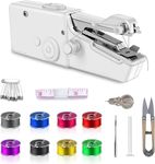 FANGXIN Mini Sewing Machine with Accessory Kit, Lightweight and Easy Operated Cordless Handheld Sewing Machines for Beginners, Portable Sewing Machine for Home Repairing and Stitch Handicrafts (White)