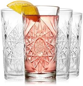 Libbey Hobstar Double Old Fashioned Glasses,Rose Colored Cut Glass Drinking Glasses Set of 4, Durable, Vintage Whiskey Glasses for Cocktail, Drinks