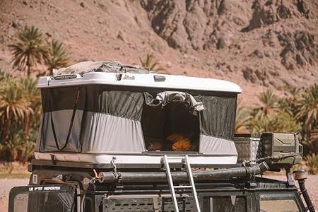 JAMES BAROUD Grand Raid Model, Rooftop Tent – Car Rooftop Tent, Lightweight Shell, Winds and Water Resistant – 4 Person Tents for Camping (XL, Black)