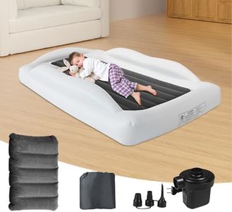 Sleeplovers Toddler Inflatable Travel Cot with Electric Pump, Removable 3-Sided Safety Bumper, Great for Travel and Camping (61 inch, Grey)