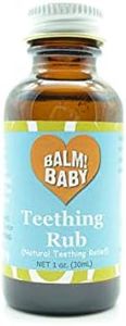 BALM! Baby Teething Oil Rub - Baby Teething Relief - Vegan, All Natural & Organic Teething Aid with Chamomile & Clove - Gentle, Safe & Effective - 1 oz Glass Bottle - Plastic Free