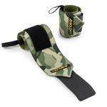 Boldfit Wrist Supporter for Gym Wrist Band for Men Gym & Women with Thumb Loop Straps - Wrist Wrap Gym Accessories for Men Hand Grip & Wrist Support Sports Straps for Gym Weightlifting -Camo Armygreen