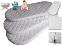 Baby Mosses Basket Mattresses – Pram Mattress – Waterproof & Breathable Quilted Cover – Moses Pure Foam 3.5 CM Thick Pad – Moulds up & Dual Side – Suitable for New Born (Moses Mattress 80 x 33)