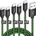 CLEEFUN USB C Cable, 【5-Pack】 3A Type C Cable Fast Charge, (3/3/6/6/10 ft) USB A to USB C Charger Cable Charging Cords for Samsung Galaxy S22 S21 S20 FE Ultra 5G S10 S9 Plus Note 10 9 A51 A70 A71 etc.