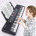 M SANMERSEN Piano for Kids Keyboard Piano 61 Keys with Microphone/LED Display/Music Stand Electronic Piano Keyboard Educational Music Toys for 3-9 Years Old Beginners Girls Boys