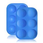 TruVeli 6-Cavity Half Round Cake Mould | Semi Sphere Silicone Moulds | Fondant Mold | Baking Mold for Making Hot Chocolate Bomb, Cake, Jelly, Dome Mousse Pinata Cake | Cake Baking (Blue, 4)