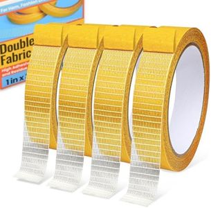 YINTTIAN Double Sided Fabric Tape Heavy Duty for Hem, Fashion Dress, Curtains, Carpet, High Adhesive Sticky but Removable, No Sewing or Ironing Need, 1in x 33FT/10m x 4Rolls