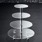 4 Tier Cupcake Stand, Round Acrylic Cupcake Tower, Multi Tiered Circle Cake Stand, Large Clear Cupcake Holder for Dessert Display, Weddings, Graduations, Birthday Parties, Donut, Pastry, Cupcake Tree