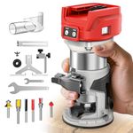 MtiolHig 30,000 RPM Compact Router Compatible with Milwaukee 18V, 6 Variable Speeds Cordless Router Tool for Woodworking, 800W Fixed Base Router with Trim Router Bits, Edge & Roller Guide, Tool Only