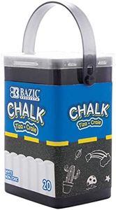 BAZIC PRODUCTS White Chalk, Standard Size Blackboard Chalkboard Chalks, Great Game Activity for Kid Teacher School (20/Bucket), 24-Buckets