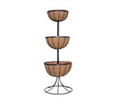 Garden King Three-Tier Flower Fountain Planter with Coir Liner for Indoor/Outdoor Garden Decor/Balcony/Flower Pot Stand for Corner & Entracne Display. (3 Tier, Metal, Black, set of 1 pc)