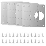 4 Pieces Cabinet Hinge Repair Plates, Hinge Repair Brackets with Holes 12 Pieces Screw Hinge Repair Plates for Wood Furniture (90 x 90mm)