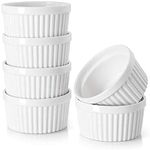 TAGROCK Porcelain Ramekins Oven Safe Baking Bowl and Serving Set for Pudding, Lava Cake, Dessert, Ketchup, 100ml, White, Set of 6