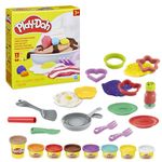 Play-Doh Kitchen Creations Flip 'n Pancakes Playset 14-Piece Breakfast Toy for Kids 3 Years and Up with 8 Non-Toxic Modelling Compound Colours