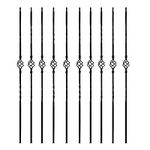 TOUCAN Staircase Iron Balusters (Box of 10) Stair Parts 1/2" Square Metal Balusters - Hollow Single Basket Double Twist Staircase Spindles (Real Satin Black), TFHB05