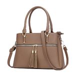 KKXIU Women Satchel Bags Handle Shoulder Handbags and Purses Pockets Zipper Leather Crossbody Bags, D-camel