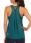 ICTIVE Workout Tops for Women Loose fit Racerback Tank Tops for Women Mesh Backless Muscle Tank Running Tank Tops Workout Tank Tops for Women Yoga Tops Athletic Exercise Gym Tops Dark Green L