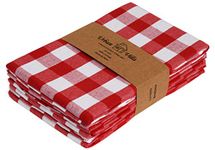 Urban Villa Kitchen Towels, Premium Quality,100% Cotton Dish Towels,Mitered Corners,Ultra Soft (Size: 20X30 Inch), Red/White Highly Absorbent Bar Towels & Tea Towels - (Set of 6)