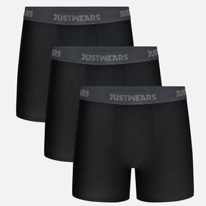 JustWears Boxer Briefs Everyday - BLACK - GREY LOGO - XL
