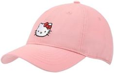 Hello Kitty Embroidered Character Pink Unstructured Baseball Cap