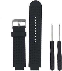 QGHXO Band for Garmin Forerunner 25, Soft Silicone Replacement Watch Band Strap for Garmin Forerunner 25 GPS Running Watch, L-BK, Large