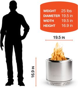 Solo Stove Bonfire 2.0 Smokeless Fire Pit with Stand – Stainless Steel, Portable, Water Color, 49.5 x 44.5 cm
