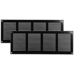 Vent Systems 16" x 6'' Inch Black Air Vent Cover Metal Air Return Grill with Built in Pest Guard Screen HVAC Vent Cover for Home Improvement Vent Duct Cover Pack of 2