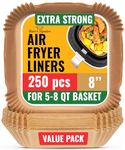 Air Fryer Liners, 250Pcs Disposable Parchment Paper Liners – Unbleached Baking Air Fryer Sheets – 8” Square for 5-8 qt Baskets – Great for Oven, Pans & Baking – Easy Cleanup by Baker's Signature