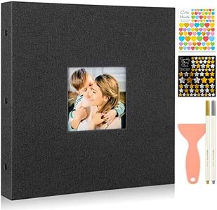 Ywlake Photo Album Self Adhesive Stick Sticky Pages, Large Linen Scrapbook Magnetic Adhésif Autoadhésif Photo Albums Holds Different Size 4x6 5x7 8x10 Picutes (40 Small Sheets / 80 Pages, Black)