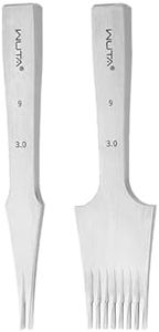 WUTA Leather Chisel All-Polished Leather Die-Steel Chisel French Style Pricking Iron Sharp Leather Punching Tool Kits,Obverse 3mm 2 Teeth+8 Teeth