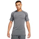 Nike Pro Dri-FIT Men's Slim Fit Short-Sleeve Dri-Fit Top, Iron Grey/Black, Medium