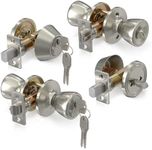 Pro-Grade 2-Pack Mobile Home Keyed Entry Door Knob and Deadbolt Combo, Satin Nickel