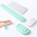 Univo Colors Turquoise Green Keyboard Wrist Support and Mouse Wrist Rest Set, Made of Memory Foam Soft Gel, Ergonomic Pad for Computer, Laptop, Mouse, Office, Gaming