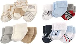 Luvable Friends Baby, Safari Blue Gray, Unisex Cotton Terry Socks, 12-Piece, 0-3 Months